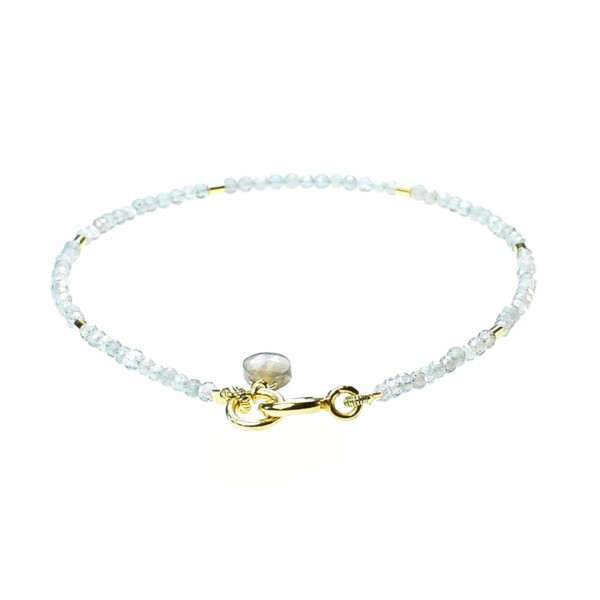 Handmade bracelet made of Labradorite, decorated with elements made of gold plated sterling silver. Buy online shop.