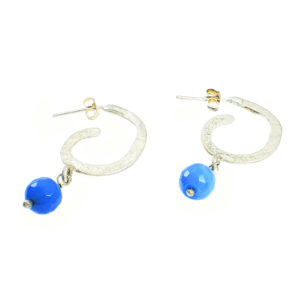 Χειροποίητα σκουλαρίκια από ασήμι 925 και μπλε Αχάτη. Αγοράστε online shop.