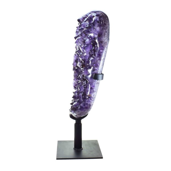 Polished Amethyst piece, placed on a rotating metallic base, with a height of 49cm. The half-upper part of the base is rotating, while the rest part remains stable. Buy online shop.