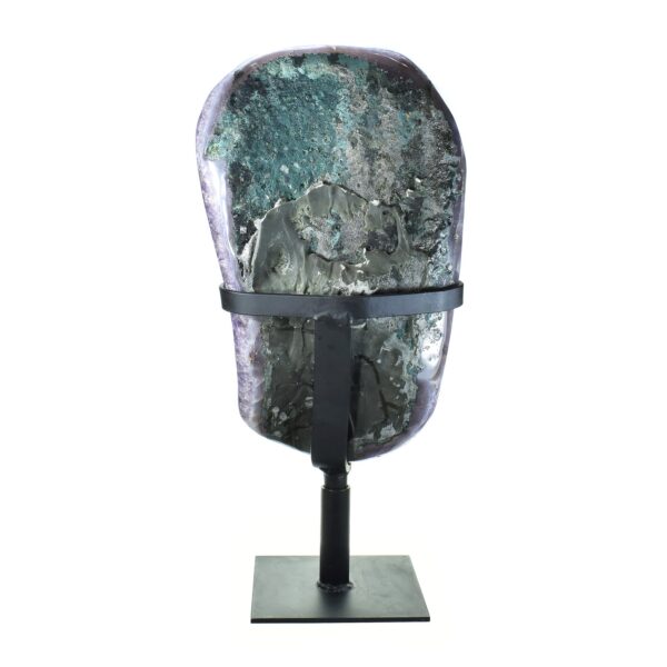 Polished Amethyst piece, placed on a rotating metallic base, with a height of 49cm. The half-upper part of the base is rotating, while the rest part remains stable. Buy online shop.