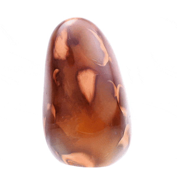 Polished piece of natural carnelian gemstone, with a size of 8.5cm. Buy online shop.