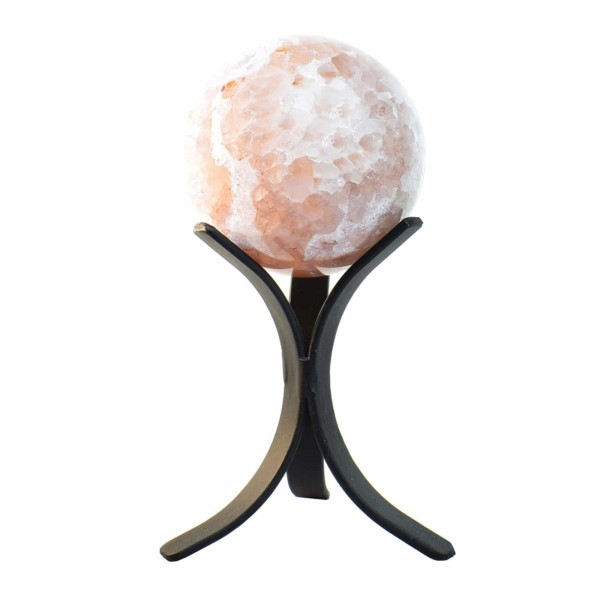 Sphere made of Agate with crystal quartz inside and a diameter of 7cm, placed on a metallic base. Buy online shop.