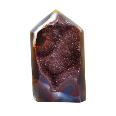 Point made of natural agate gemstone with crystal quartz, with a height of 13.5cm. Buy online shop.