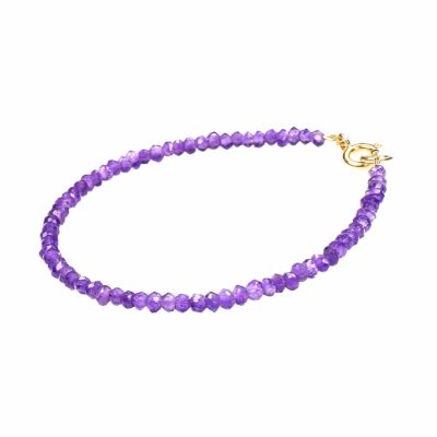 .Handmade bracelet made of natural Amethyst and clasp made of gold plated sterling silver. A beautiful bracelet for every day! Buy online shop.