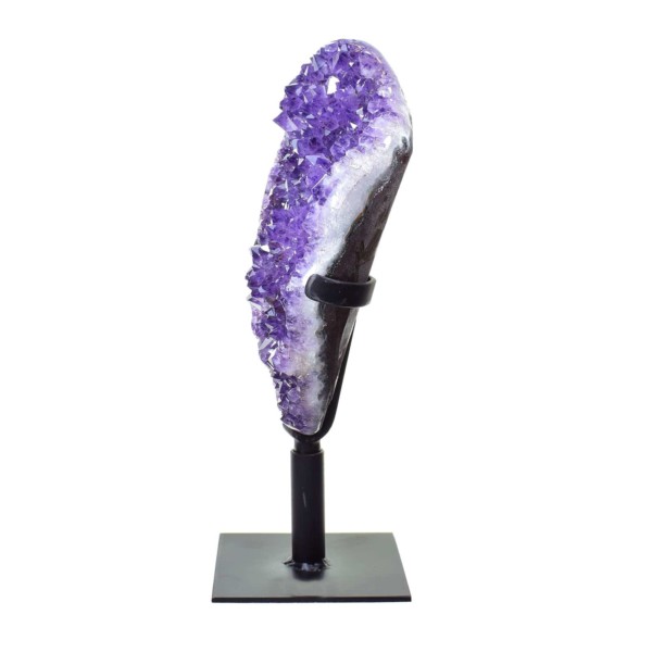 Polished Amethyst piece, placed on a rotating metallic base, with a height of 42cm. The half-upper part of the base is rotating, while the rest part remains stable. Buy online shop.