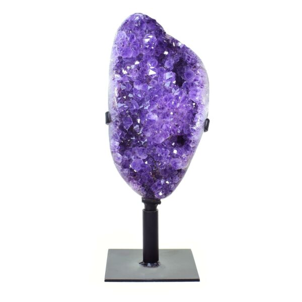 Polished Amethyst piece, placed on a rotating metallic base, with a height of 42cm. The half-upper part of the base is rotating, while the rest part remains stable. Buy online shop.