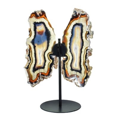 Butterfly with polished wings made of Agate, placed on a metallic base. The butterfly has a height of 36cm. Buy online shop.