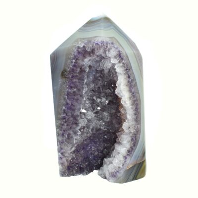 Agate point with crystals of amethyst, with a height of 14cm. Buy online shop.