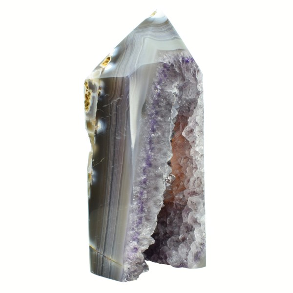 Agate point with crystals of amethyst, with a height of 14cm. Buy online shop.