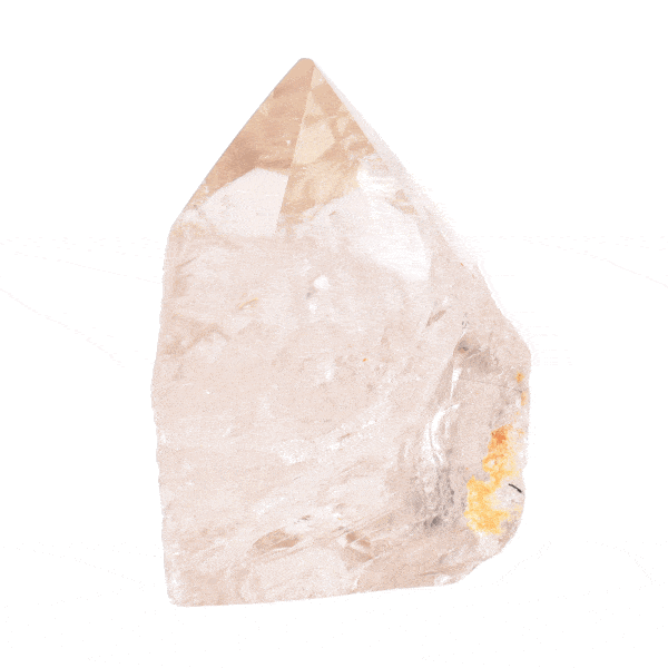 Natural rutilated smoky quartz crystal point, with a height of 7.5cm. The point has rough base and polished top. Buy online shop.