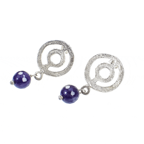 Handmade earrings made of sterling silver and Amethyst gemstone. Buy online shop.