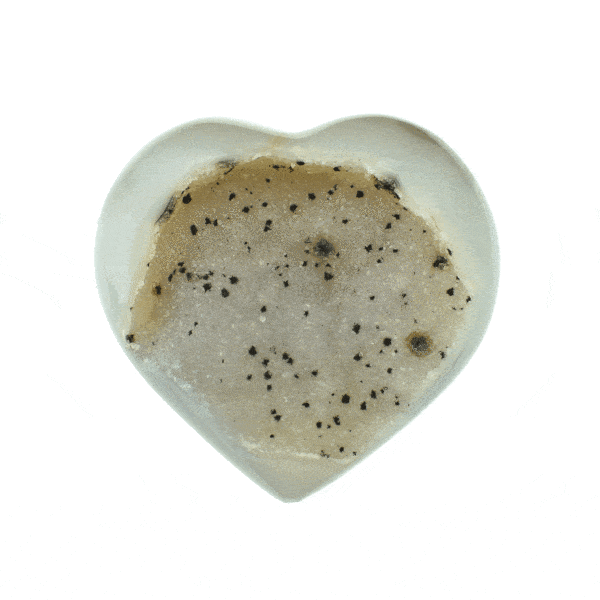 Καρδιά από αχάτη με κρύσταλλα χαλαζία, ύψους 7cm. Αγοράστε online shop.