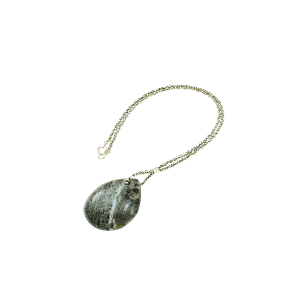 Handmade necklace made of sterling silver, Pyrite and Jasper. Buy online shop.