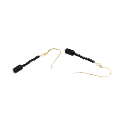 Handmade earrings made of gold plated sterling silver and natural Onyx and Spinel gemstones. Buy online shop.