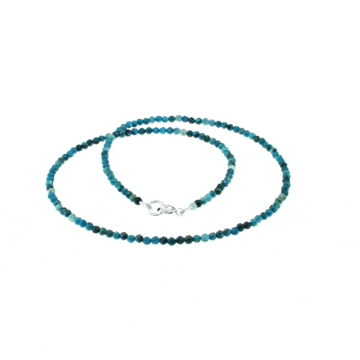 Handmade necklace with natural Chrysocolla gemstones and clasp made of sterling silver. Buy online shop.