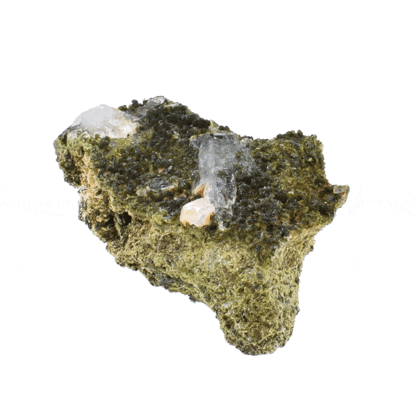 Raw Epidote gemstone with quartz, and a size of 7.5cm. Buy online shop.