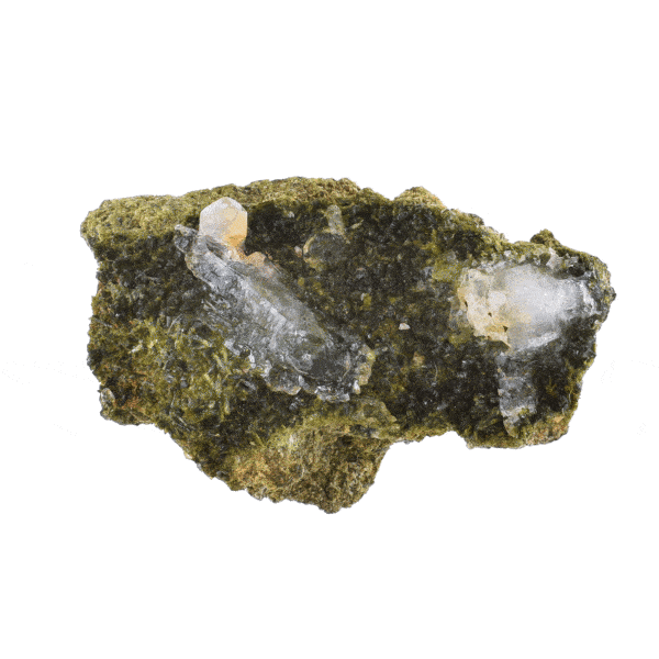 Raw Epidote gemstone with quartz, and a size of 7.5cm. Buy online shop.