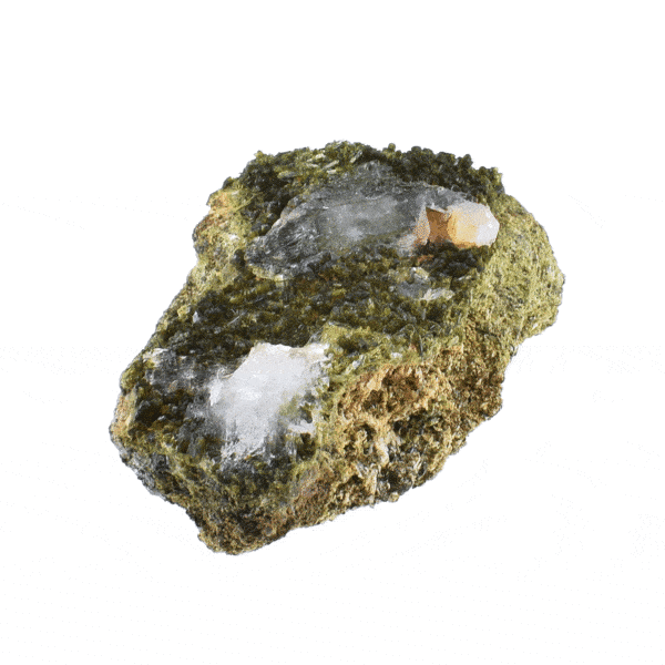 Raw Epidote gemstone with quartz, and a size of 7.5cm. Buy online shop.