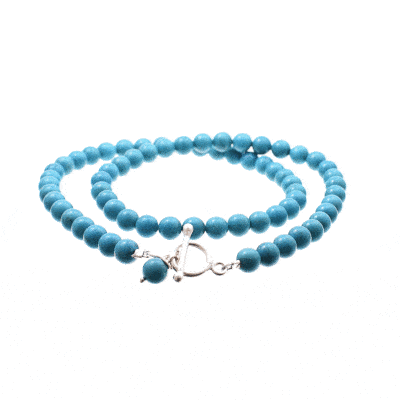 Handmade necklace with natural turquoise gemstones and sterling silver clasp. Buy online shop.