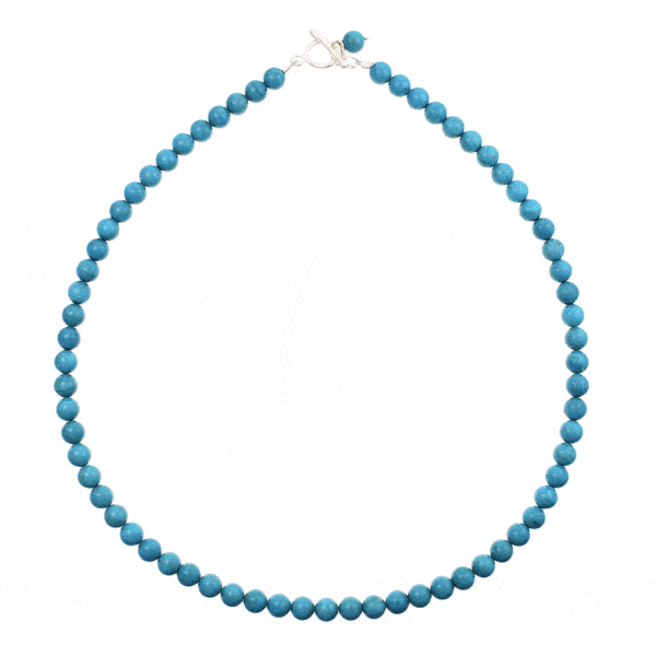 Handmade necklace with natural turquoise gemstones and sterling silver clasp. Buy online shop.