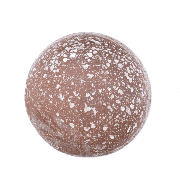 Sphere made of natural amethyst gemstone with a diameter of 10cm, placed on a metallic base. Buy online shop.