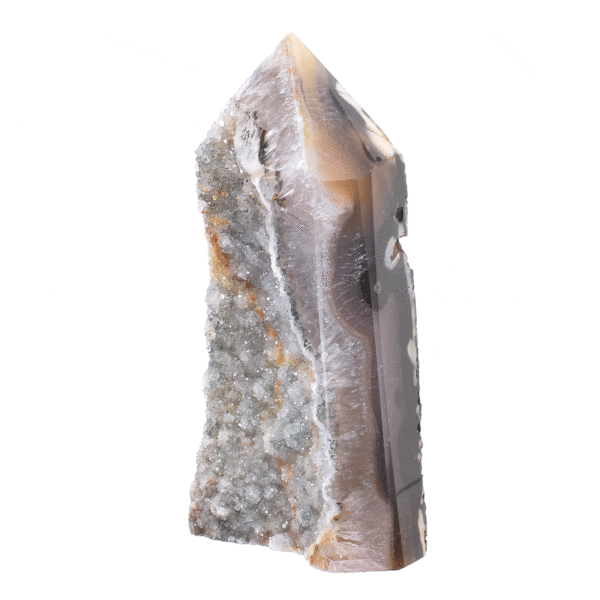 Point made of natural agate gemstone with crystal quartz, with a height of 10cm. Buy online shop.