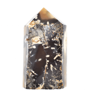 Point made of natural agate gemstone with crystal quartz, with a height of 10cm. Buy online shop.