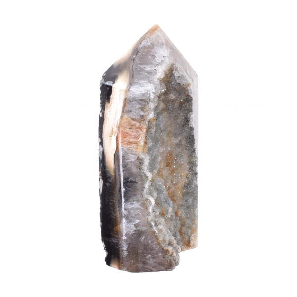 Point made of natural agate gemstone with crystal quartz, with a height of 10cm. Buy online shop.