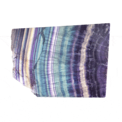 Slice of natural Fluorite gemstone, polished on both sides, with a size of 15cm. The fluorite is placed on a silicone base. Buy online shop.