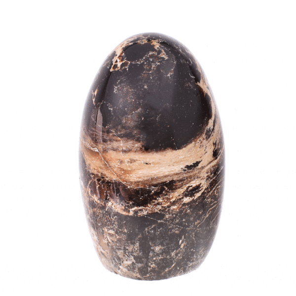 Polished 11cm natural ovoid black opal gemstone from Madagascar. Buy online shop.