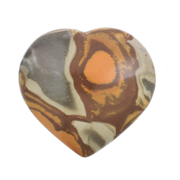 Heart made of natural ocean jasper gemstone, with a size of 8.5cm. Buy online shop.