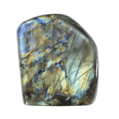 Polished piece of natural Labradorite gemstone with a height of 9cm. Buy online shop.