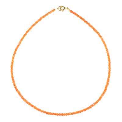 Handmade necklace with natural Carnelian gemstones and clasp made of gold plated sterling silver. Buy online shop.