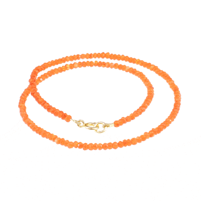 Handmade necklace with natural Carnelian gemstones and clasp made of gold plated sterling silver. Buy online shop.