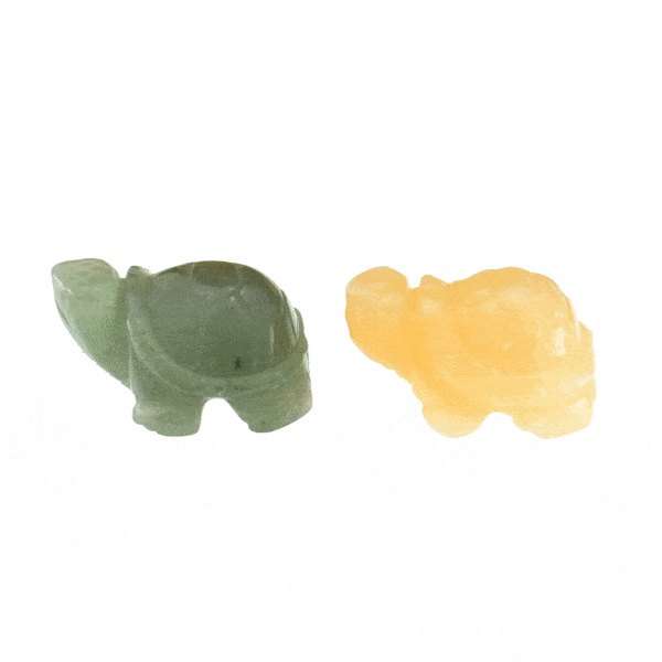 Natural Aventurine and Calcite gemstones, carved in the shape of a turtle. Buy online shop.