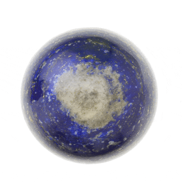 Sphere made of natural Lapis Lazuli gemstone, with a diameter of 5cm. The sphere is placed on a silicon base. Buy online shop.