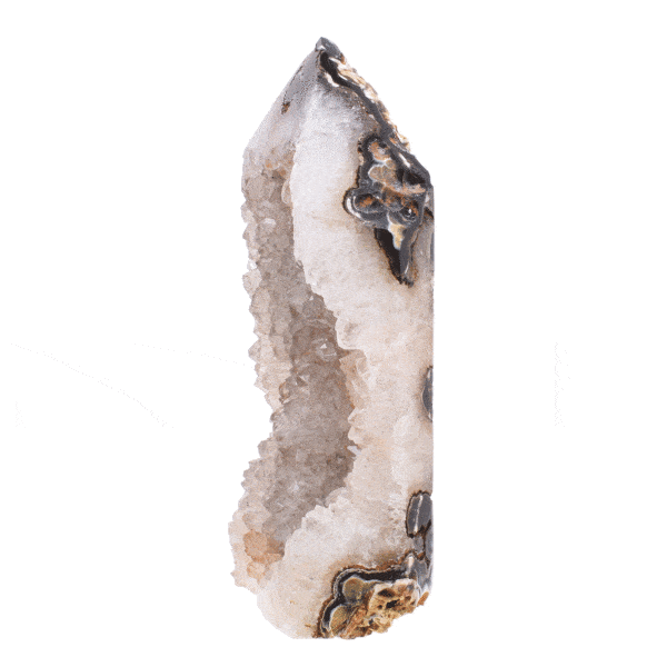 Point made of natural agate gemstone with crystal quartz and a height of 13cm. Buy online shop.