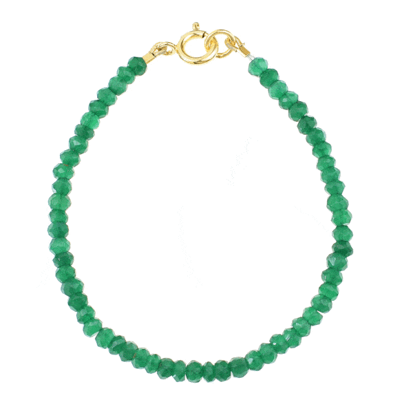 Handmade bracelet with natural green Agate gemstones and clasp made of gold plated sterling silver. Buy online shop.