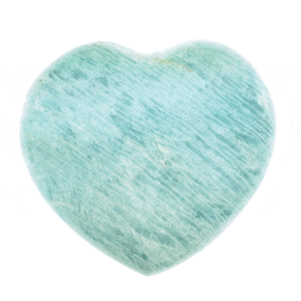 Heart made of natural Amazonite gemstone, with a size of 7cm. Buy online shop.