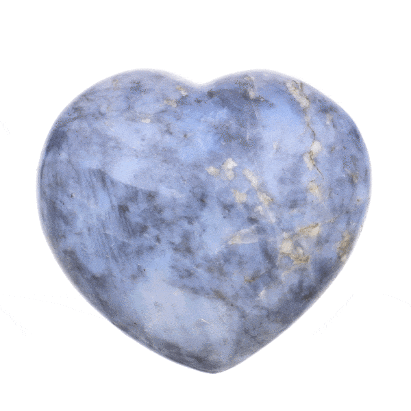 Heart made of natural blue agate gemstone, with a size of 7cm. Buy online shop.