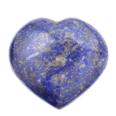 Natural Lapis Lazuli gemstone, carved in a heart shape with a size of 6cm. Buy online shop.