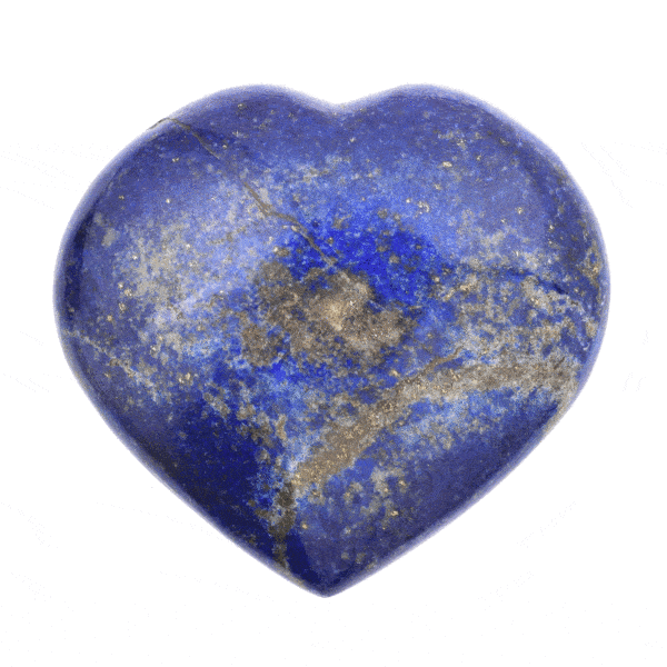 Natural Lapis Lazuli gemstone, carved in a heart shape with a size of 6cm. Buy online shop.