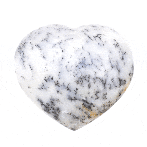Heart made of natural dendritic agate gemstone, with a size of 7.5cm. Buy online shop.