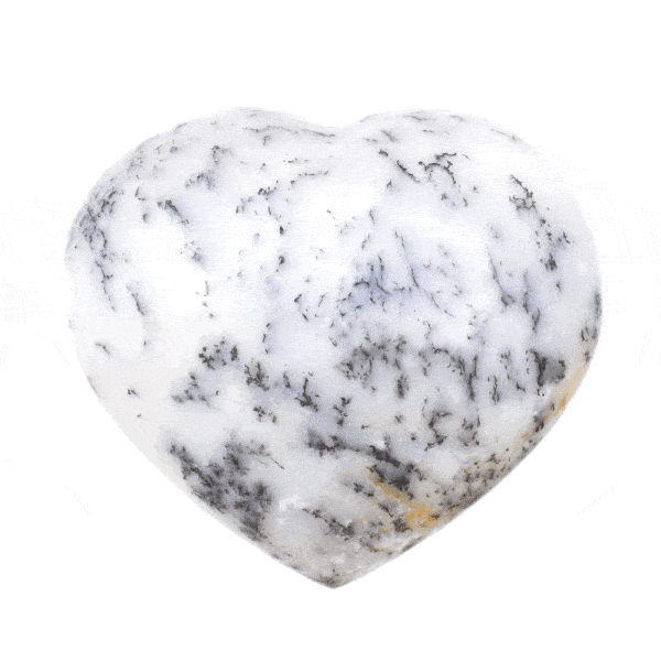 Heart made of natural dendritic agate gemstone, with a size of 7.5cm. Buy online shop.