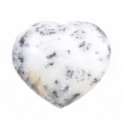 Heart made of natural dendritic agate gemstone, with a size of 7.5cm. Buy online shop.