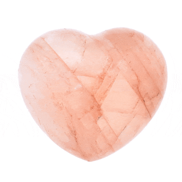 Φυσική πέτρα ροζ Χαλαζία σκαλισμένη στη μορφή καρδιάς, μεγέθους 6,5cm. Αγοράστε online shop.