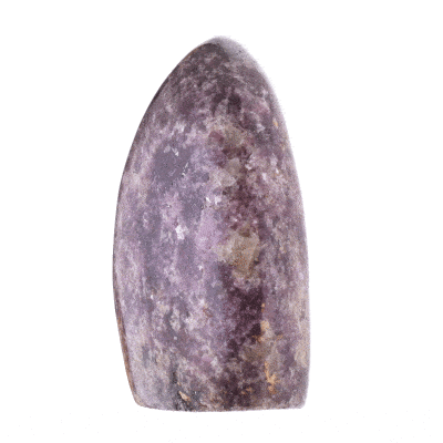 Polished piece of natural Lepidolite gemstone, with a height of 9.5cm. Buy online shop.