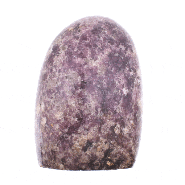 Polished piece of natural Lepidolite gemstone, with a height of 9.5cm. Buy online shop.