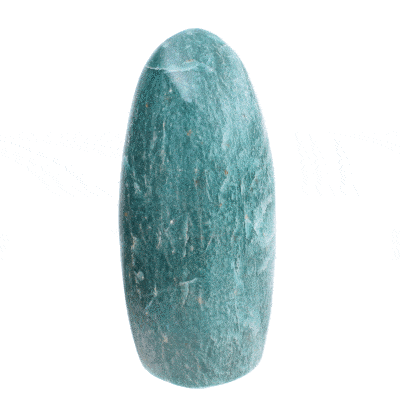 Polished 9.5cm piece of natural oval-shaped amazonite gemstone. Buy online shop.
