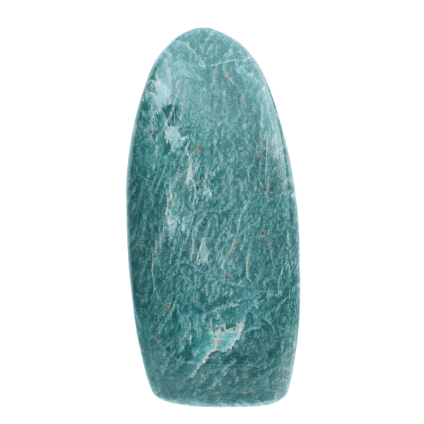 Polished 9.5cm piece of natural oval-shaped amazonite gemstone. Buy online shop.